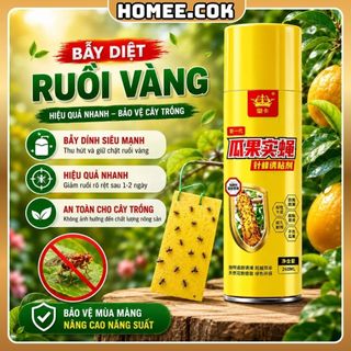 Homee.Cok Xịt Ruồi Vàng 260ml - Keo Bẫy Ruồi Vàng Dẫn Dụ Ruồi Đục Quả, Keo Dính Côn Trùng, Bảo Vệ Cây Ăn Trái