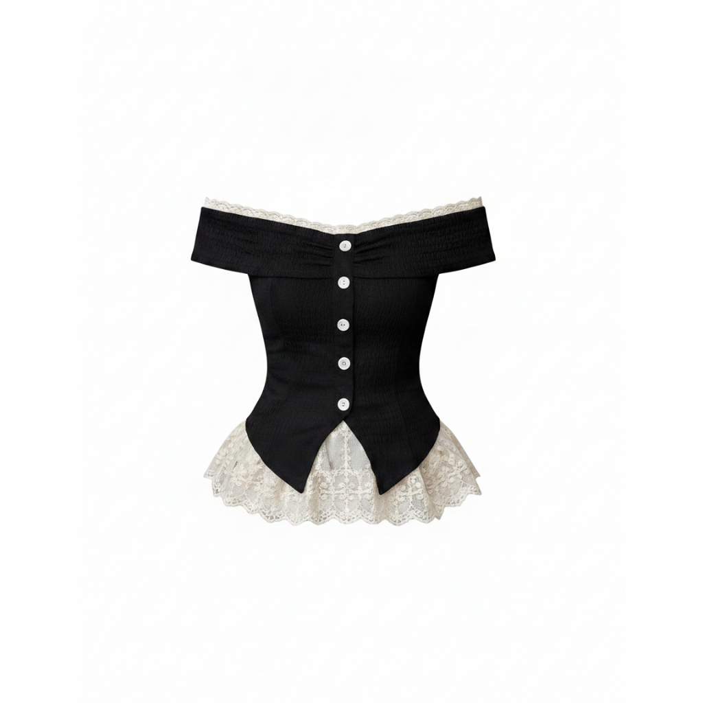 [SALE VUI 7.7]_DORY CHIC_ÁO baby trễ vai phối ren, Áo nữ siêu tôn dáng dễ phối đồ cho các nàng A003