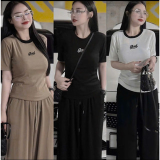 Đồ bộ nữ ngắn tay mùa hè ,Bộ Thun Nữ quần ống suông MIN MIN size 40-60 kg, chất thun tăm mềm mại co dãn mặc thoải mái