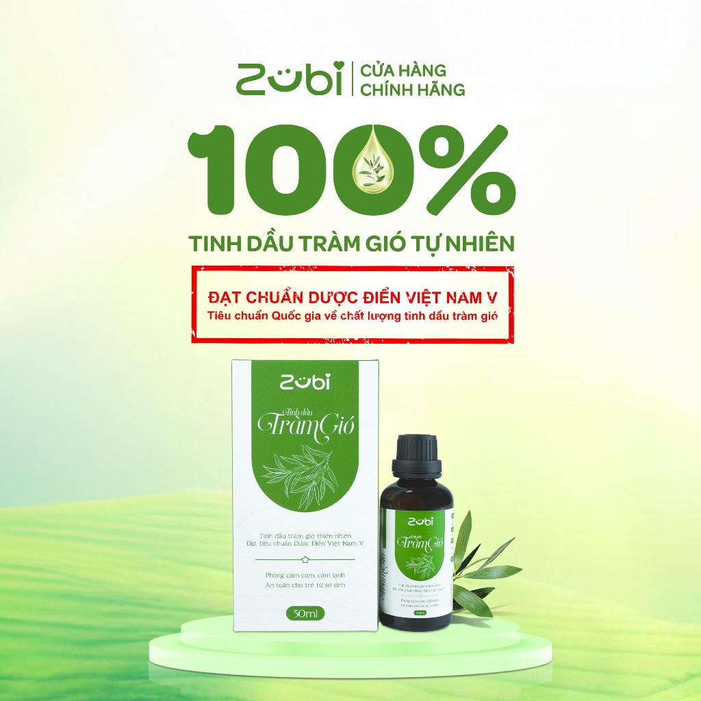 (50ml) Tinh Dầu Tràm Gió Zubi Đạt Chuẩn Dược Điển Việt Nam 5 Dr.Papie Phòng Cảm Cúm, Cảm Lạnh An Toàn Bé Sơ Sinh Mẹ Bầu