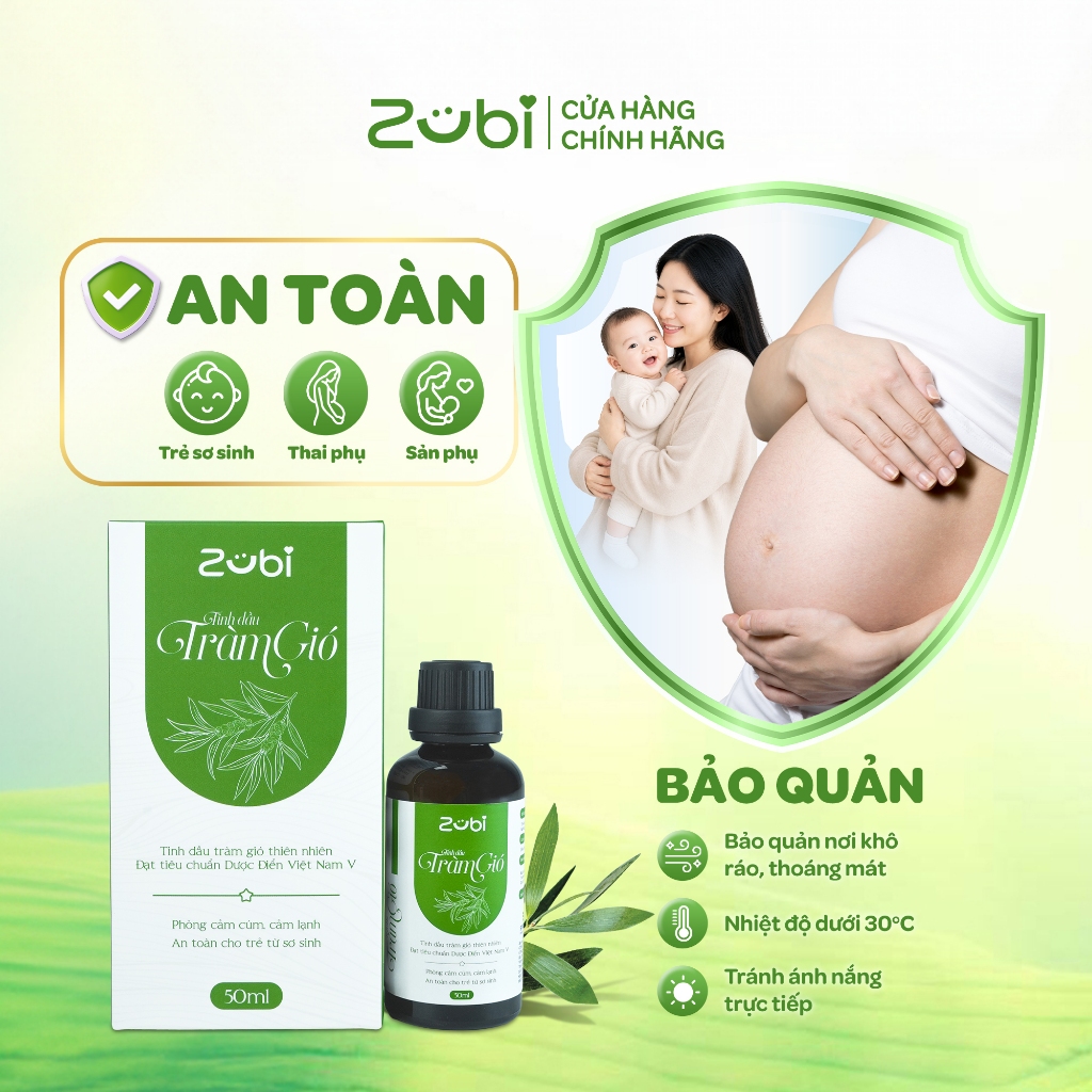 (50ml) Tinh Dầu Tràm Gió Zubi Đạt Chuẩn Dược Điển Việt Nam 5 Dr.Papie Phòng Cảm Cúm, Cảm Lạnh An Toàn Bé Sơ Sinh Mẹ Bầu