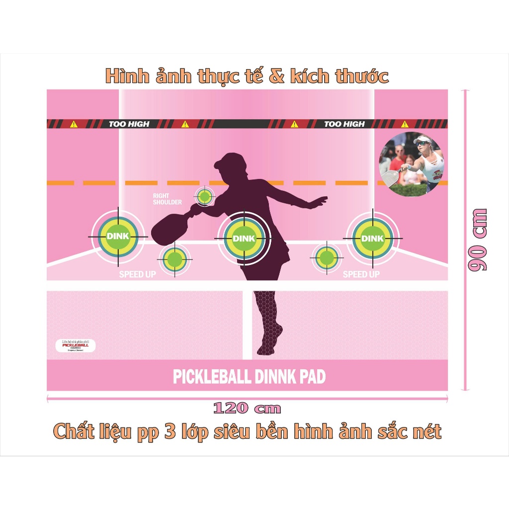 Tranh 5D tập pickleball tại nhà DINK PAD chất lượng in sắc nét chất liệu Xịn cán nhiều lớp siêu bền