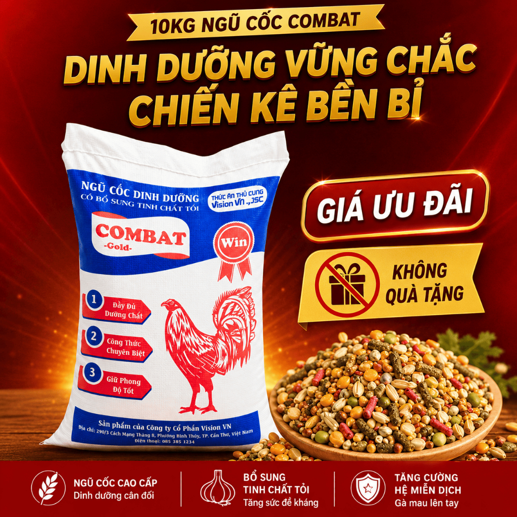 10kg Ngũ Cốc COMBAT Gold 13 loại hạt - Ngũ Cốc Cho Gà Hàng Cao Cấp Loại 1, Đầy Đủ Dinh Dưỡng