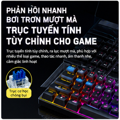 Bàn phím cơ phím trục xanh đen mini gọn nhẹ cho chơi game văn phòng di động