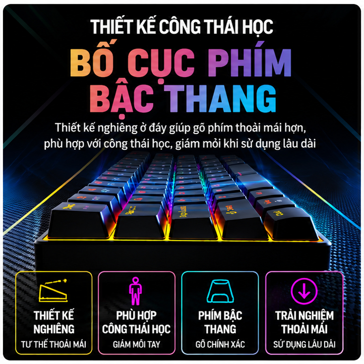 Bàn phím cơ phím trục xanh đen mini gọn nhẹ cho chơi game văn phòng di động