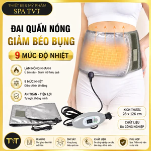 Đai Nóng Giảm Béo Bụng 9 Cấp Độ, Đai Quấn Nóng Chất Liệu Da Giữ Nhiệt Làm Ấm Vùng Bụng