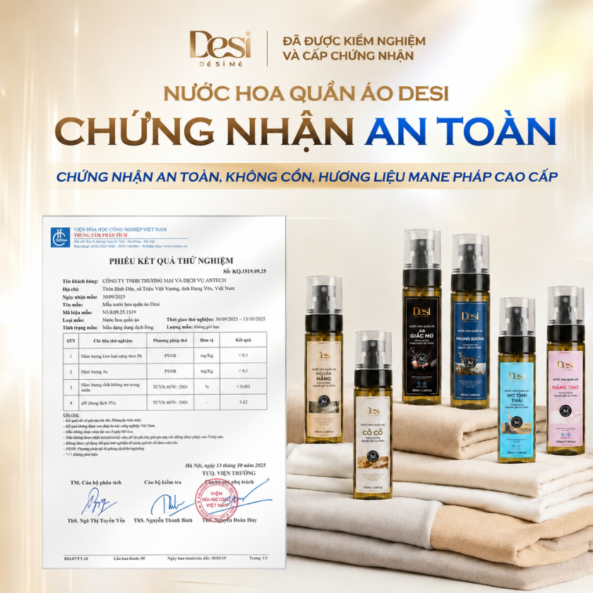 Nước Hoa Quần Áo Desi Công Nghệ Lưu Hương Pháp, Xịt Khử Mùi Quần Áo Mùa Hè Thơm Lâu 24h Chai 100ml