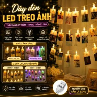 [Clip] Dây đèn thả tiền kẹp 3M 20 kèm kẹp ảnh trang trí phòng tiệc trang trí