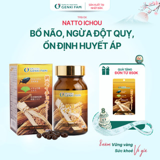 TPBVSK Viên Uống Bổ Não, Ngừa Đột Quỵ Tai Biến, Nattokinase 3000FU Natto Ichou Genki Fami Nhật Bản Hộp 90 Viên