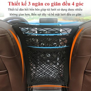 Túi lưới gắn sau ghế ô tô Túi lưới vách ngăn lưng ghế ô tô đựng đồ rào chắn an toàn cho trẻ co dãn 1 ngăn