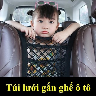 Túi lưới gắn sau ghế ô tô Túi lưới vách ngăn lưng ghế ô tô đựng đồ rào chắn an toàn cho trẻ co dãn 1 ngăn