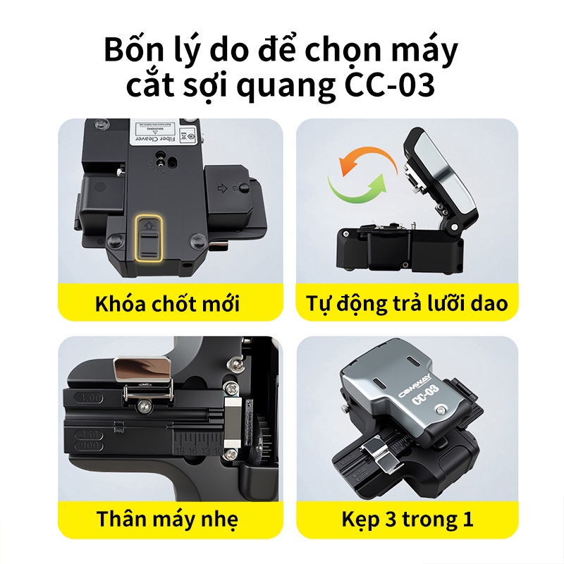 Dao Cắt Sợi Quang COMWAY CC03 Tự Động Dao Cắt Quang FTTH Cắt Chính Xác Cao 16 Mặt Hàng Sẵn TP.HCM