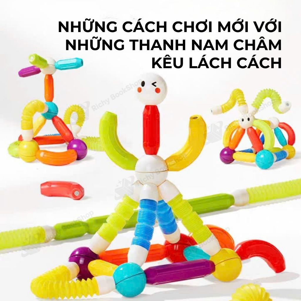 Đồ chơi thanh lắp ghép nam châm Mideer Rainbow Magnetic Building Sticks 26 chi tiết cho bé