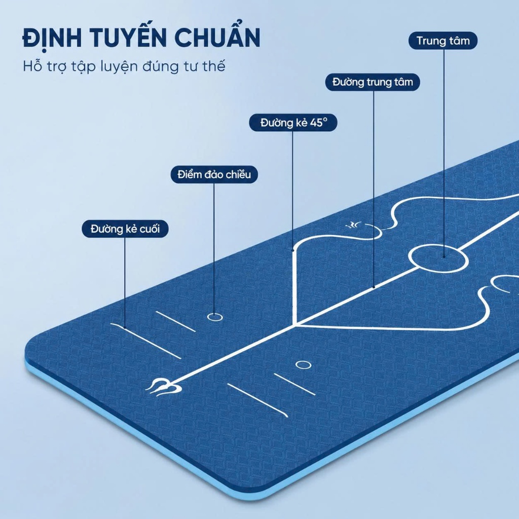 Thảm Yoga Định Tuyến 6/8/10mm Chống Trượt Chất Liệu TPE Cao Cấp Kèm Túi Đựng Đàn Hồi Tốt TOPBODY