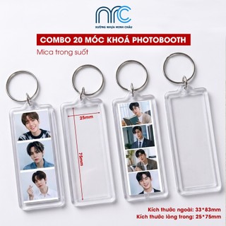 (Combo 20 Cái) Móc khoá Photobooth, Móc khoá mica mã QR, Phôi móc khoá trong suốt - Đa dạng kích thước