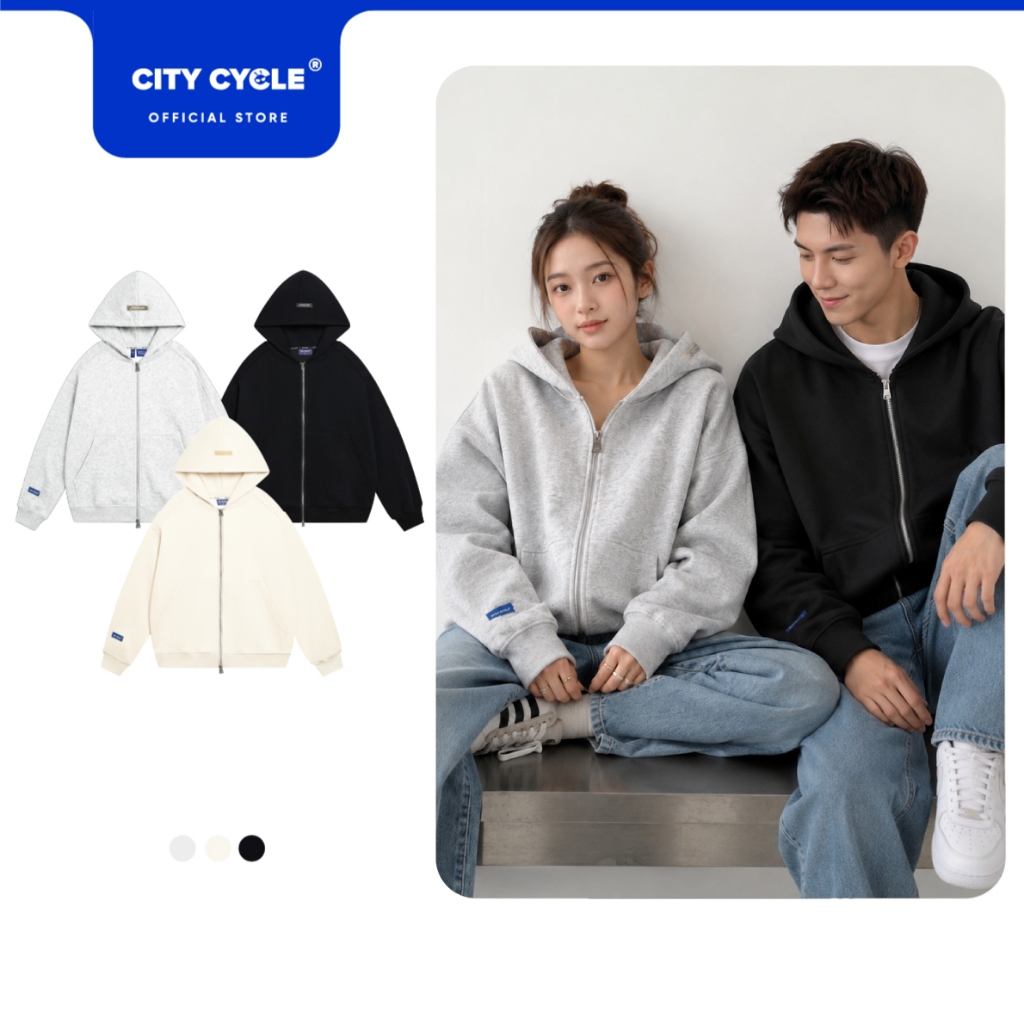 Áo khoác hoodie zip nam nữ mũ 2 lớp boxy Local Brand Chính Hãng City Cycle Áo Khoác Hoodie zip On My Way