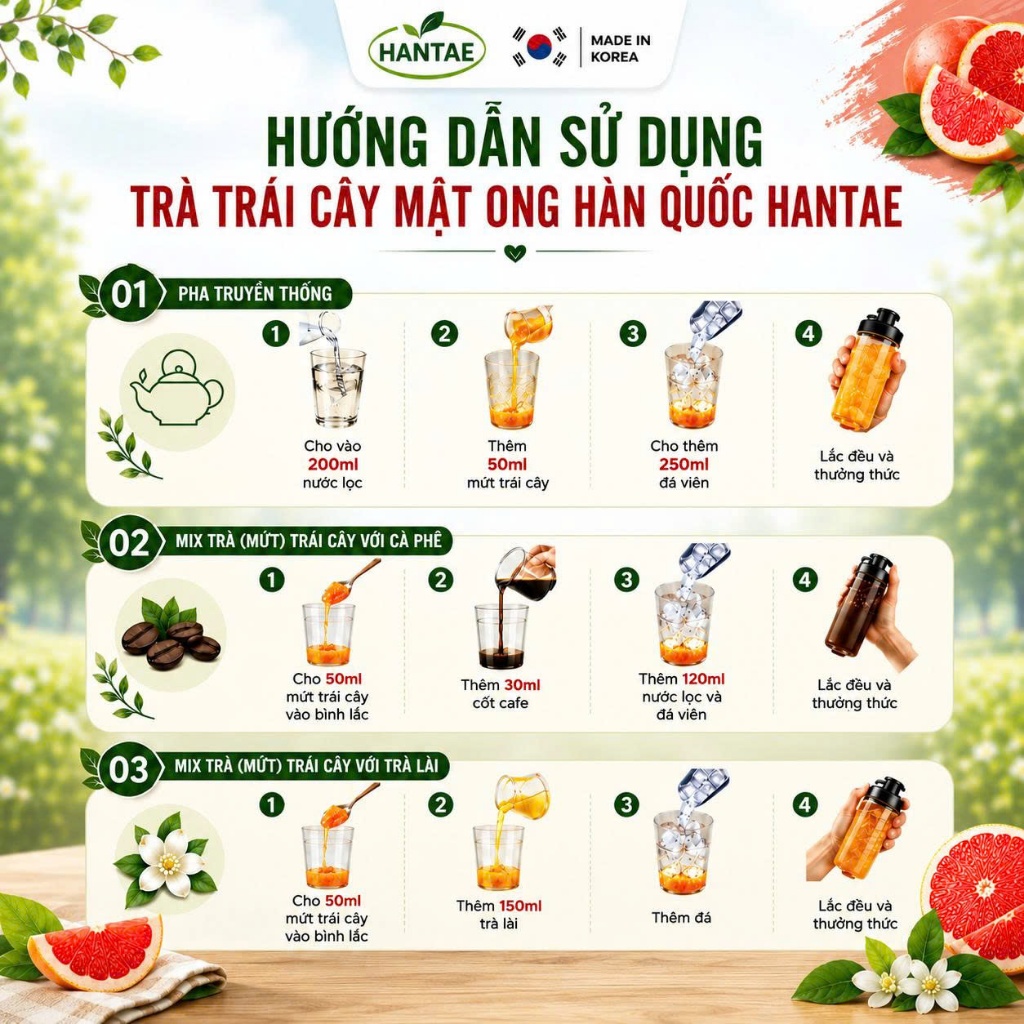 Trà Bưởi (Vị nhẫn đắng) + Trà Thanh Yên Mật Ong HANTAE