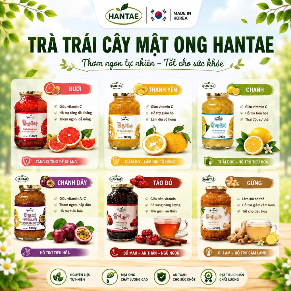 Trà Gừng Mật Ong Hantae ( 1kg x 12 lọ/ thùng)