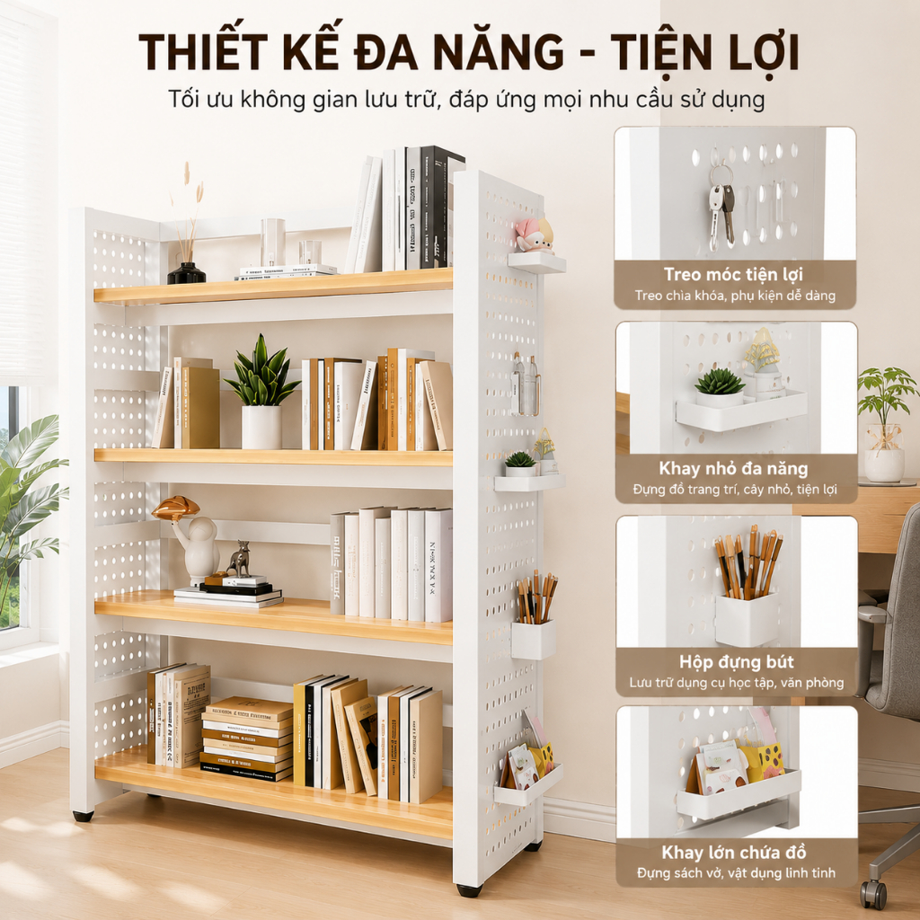 ALOVE Kệ Để Đồ Đục Lỗ Đa Năng Điều Chỉnh Tầng Kệ, Kệ Sách Lưu Trữ Phù Hợp Nhiều Không Gian | BigBuy360 - bigbuy360.vn