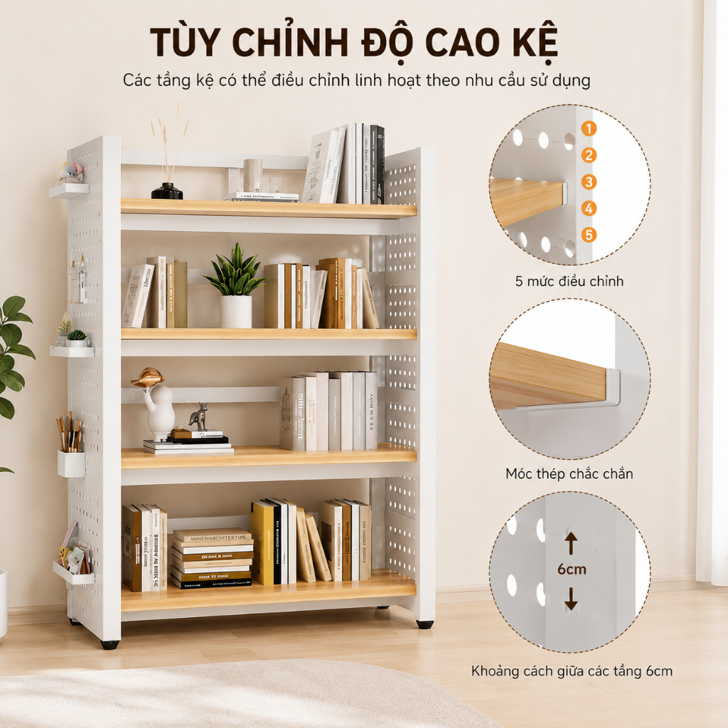 ALOVE Kệ Để Đồ Đục Lỗ Đa Năng Điều Chỉnh Tầng Kệ, Kệ Sách Lưu Trữ Phù Hợp Nhiều Không Gian | BigBuy360 - bigbuy360.vn