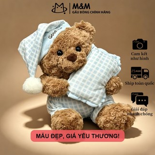 Gấu Bông Gấu Mặc Đồ Ngủ Caro Xanh - Phiên Bản Cổ Điển Mềm Mại Ấm Áp, Bạn Đồng Hành Giấc Ngủ Cho Mọi Lứa Tuổi