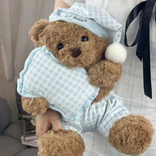 Gấu Bông Gấu Mặc Đồ Ngủ Caro Xanh - Phiên Bản Cổ Điển Mềm Mại Ấm Áp, Bạn Đồng Hành Giấc Ngủ Cho Mọi Lứa Tuổi