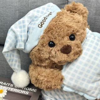 Gấu Bông Gấu Mặc Đồ Ngủ Caro Xanh - Phiên Bản Cổ Điển Mềm Mại Ấm Áp, Bạn Đồng Hành Giấc Ngủ Cho Mọi Lứa Tuổi