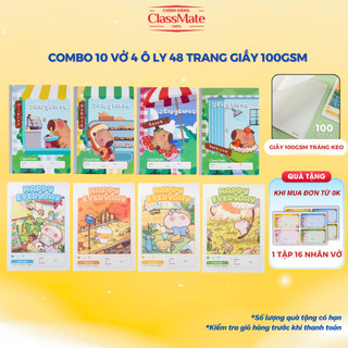 Combo 10 Vở 4 Ô Ly 48 Trang Giấy 100gsm, Vở 4 Ô Li  CLASSMATE Cao Cấp Dành Cho Bé Tập Viết