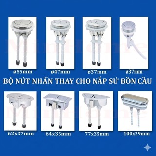 Nút nhấn xả bồn cầu mạ xi mạ crom phù hợp với nhiều loại nắp sứ bồn cầu