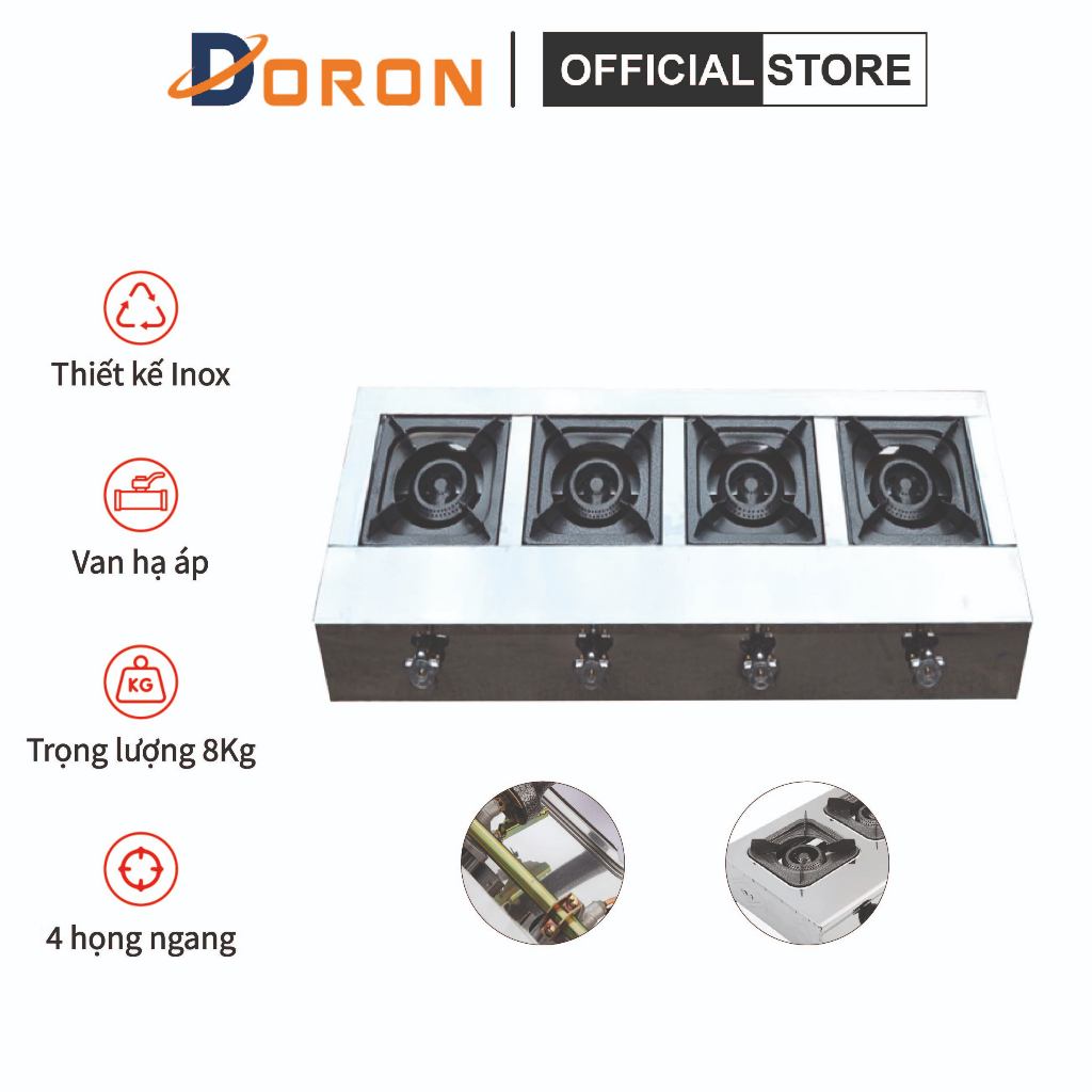 Bếp ga 4 họng ngang chuyên bánh xèo, cơm niêu, mỳ cay