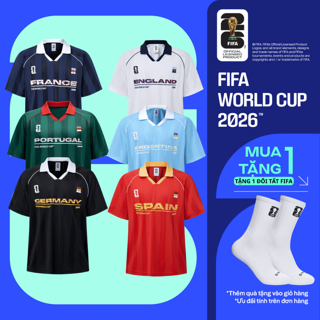 [MUA ÁO TẶNG TẤT]BST Áo thun Polo Unisex Nam Nữ World Cup Edition 26, Áo cổ vũ bóng đá Bồ Đào Nha, Argentina, Pháp,..