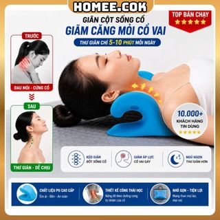 Homee.cok Gối Massage Cổ Vai Gáy Công Thái Học – Gối Kéo Giãn Cổ, Thiết Kế Cong Ôm Cổ, Dễ Sử Dụng