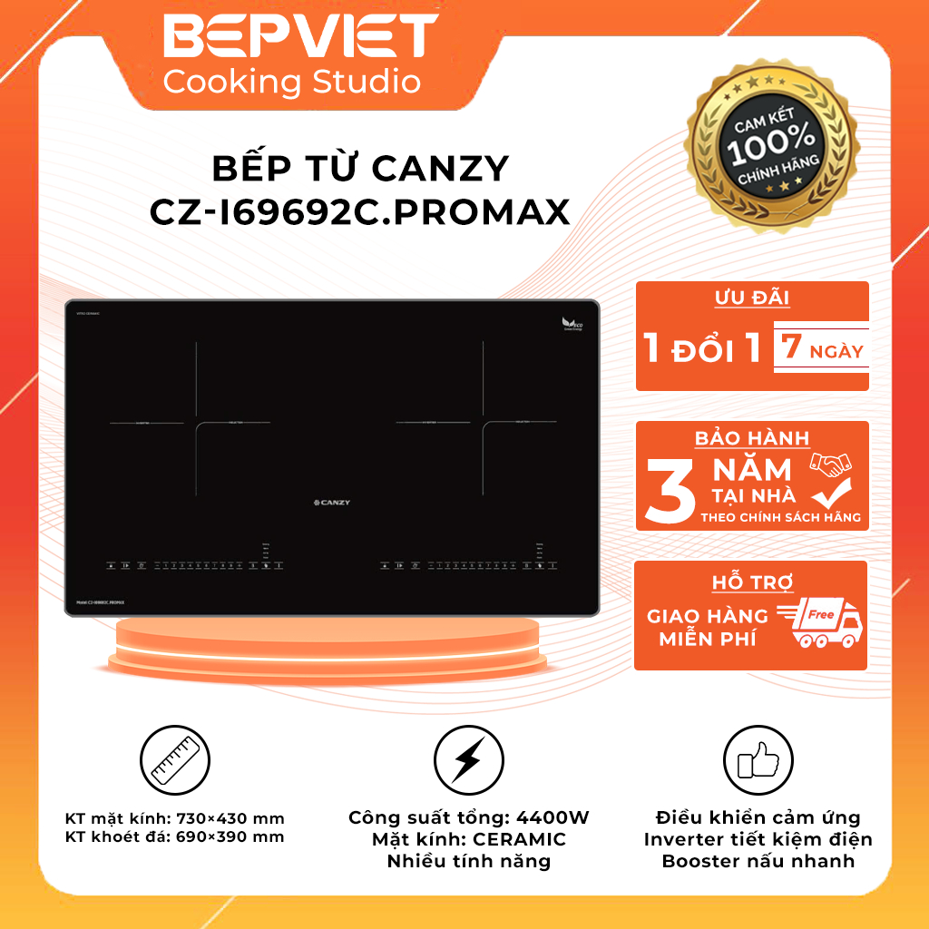 [BẾP TỪ GIÁ RẺ] Bếp từ Canzy CZ-I69692C.PROMAX kính bo viền, inverter, sôi liu riu