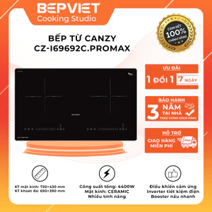 Bếp từ Canzy CZ-I69692C.PROMAX kính bo viền, inverter, sôi liu riu