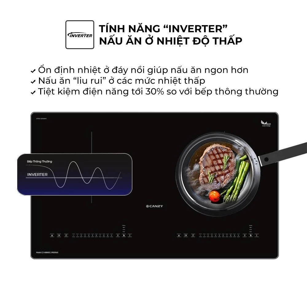 [BẾP TỪ GIÁ RẺ] Bếp từ Canzy CZ-I69692C.PROMAX kính bo viền, inverter, sôi liu riu