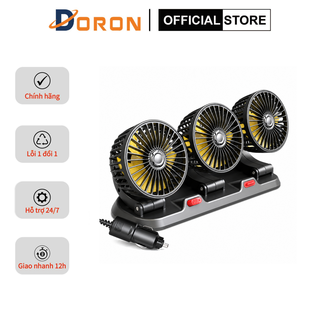 Quạt ô tô 10W cắm tẩu 12v xoay 360 độ cho xe tải, xe con