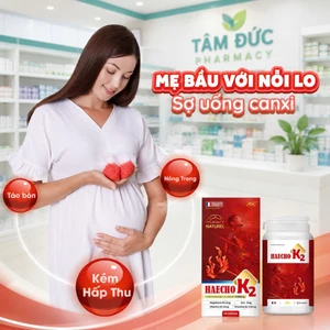 Haecho K2 Canxi Hữu Cơ Tảo Biển Đỏ Pháp 60 Viên | Bổ Sung D3 K2 Magie Hỗ Trợ Xương Răng Chắc Khỏe