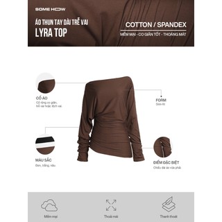 [N6] Áo Thun Ôm Tay Dài Trễ Vai Lyra Top, Chất Thun Cotton Co Giãn Thoải Mái, WKI121, SOME HOW STORE