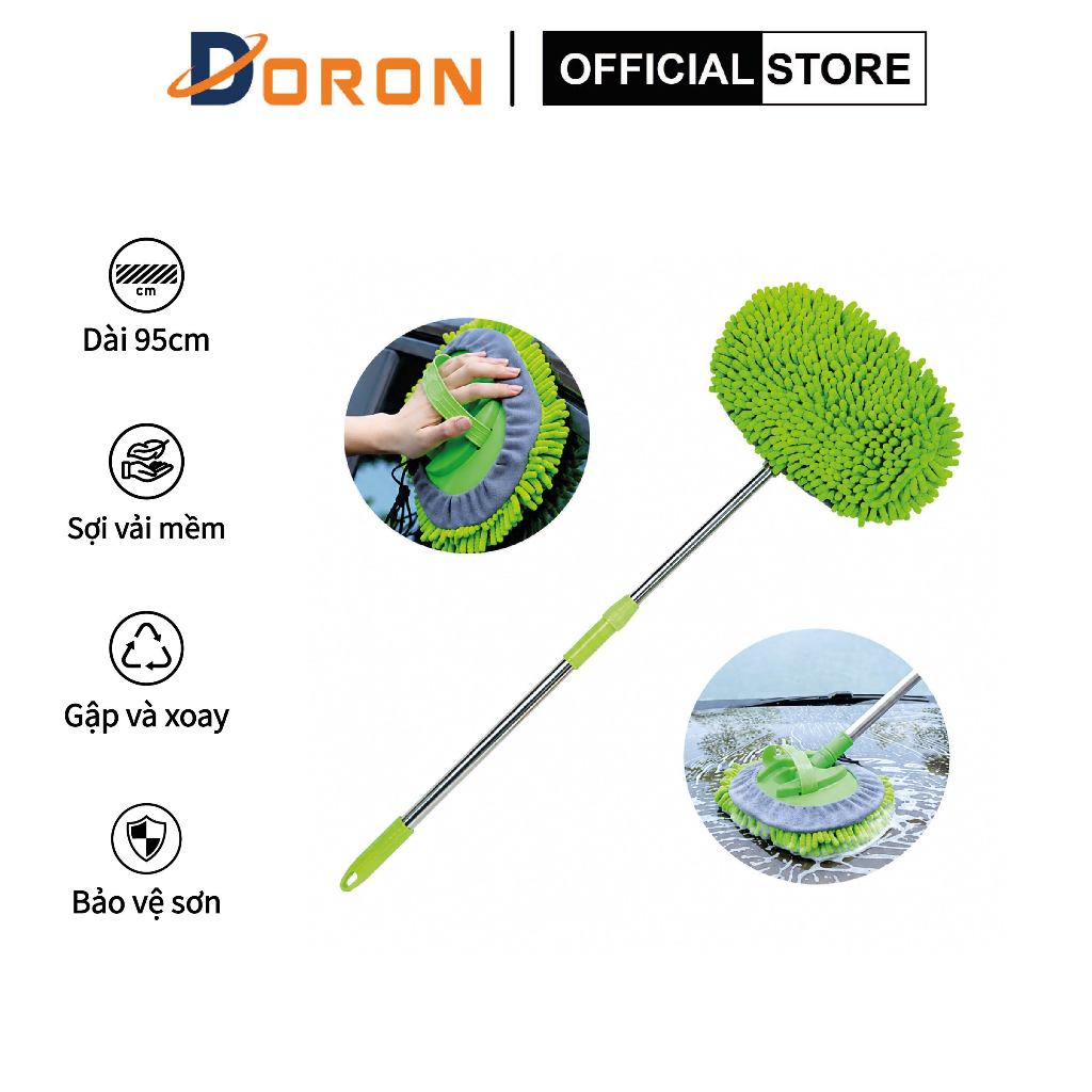 Chổi lau oto, chổi rửa xe ô tô cán dài kéo dài 1m, sợi nhung mềm mại lau siêu sạch