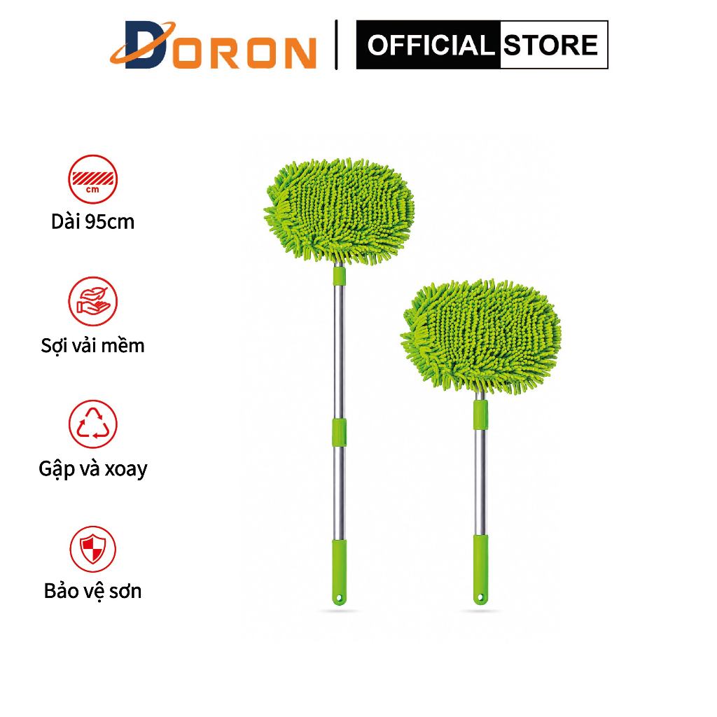 Chổi rửa xe ô tô, chổi lau oto kéo dài 1m, sợi nhung mềm mại lau siêu sạch