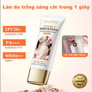 SADOER Kem Dưỡng Trắng Body Vitamin C 100ML, Nâng Tone Tức Thì, SPF20+ PA+++, Dưỡng Ẩm Không Bết Dính