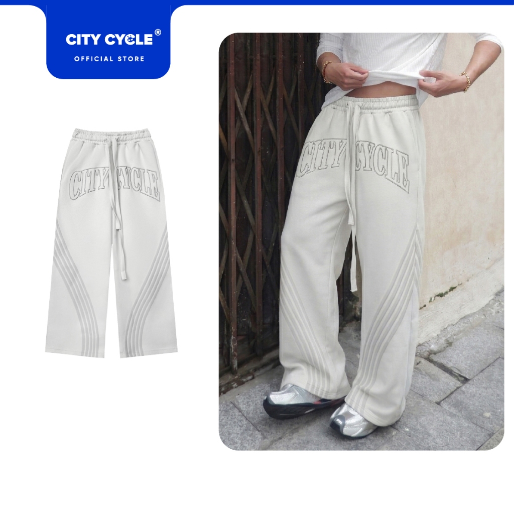 [Chỉ còn Ghi] Quần dài nỉ nam nữ mùa đông Local Brand Chính Hãng City Cycle Quần dài Wave Line