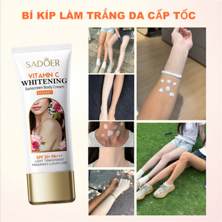 SADOER Kem Dưỡng Trắng Body Vitamin C 100ML, Nâng Tone Tức Thì, SPF20+ PA+++, Dưỡng Ẩm Không Bết Dính