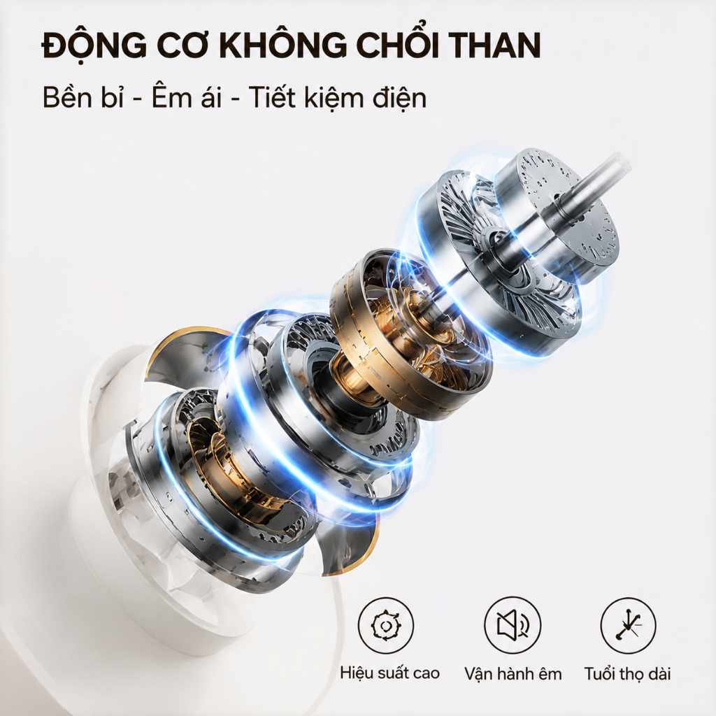 Quạt Để Bàn Tích Điện Xoay 180° Êm Ái 5 Cấp Gió Dùng Cho Văn Phòng Phòng Ngủ