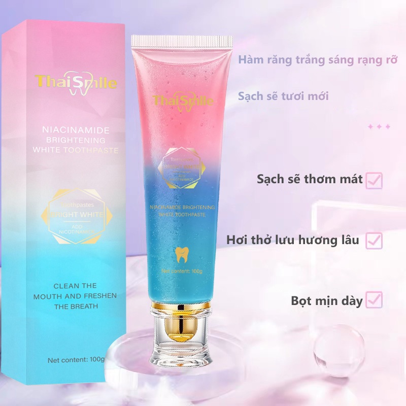 Chính hãng 100% Kem đánh răng Niacinamide làm trắng răng, loại bỏ mảng bám, thơm miệng, vệ sinh khoang miệng hiệu quả