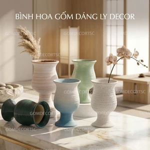 Bình Hoa Gốm Sứ Bát Tràng Dáng Ly Thon Cao 19cm và 25cm Cắm Hoa Decor Trang Trí Để Bàn Đẹp