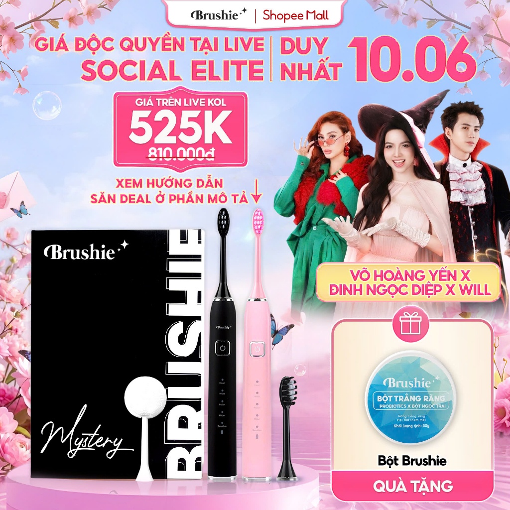 [GIÁ 525K LIVE SOCIAL ELITE] Bàn chải điện Brushie Ultra Plus 5 chế độ ...