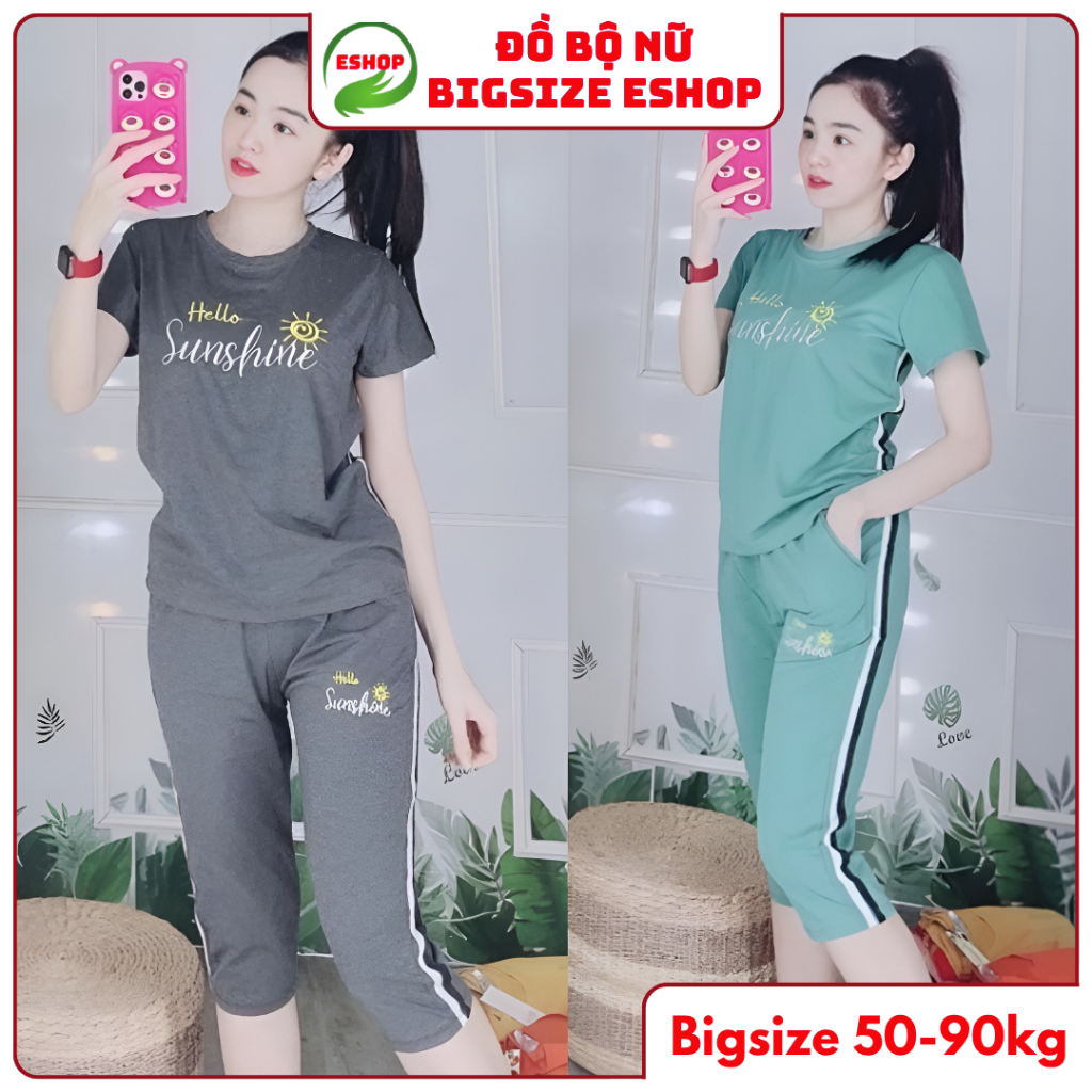 Đồ Bộ Mặc Nhà Nữ Quần Lửng Bigsize Thun Cotton Co Giãn - Set Đồ Bộ Nữ Mùa Hè Trung Niên ESHOP DB21