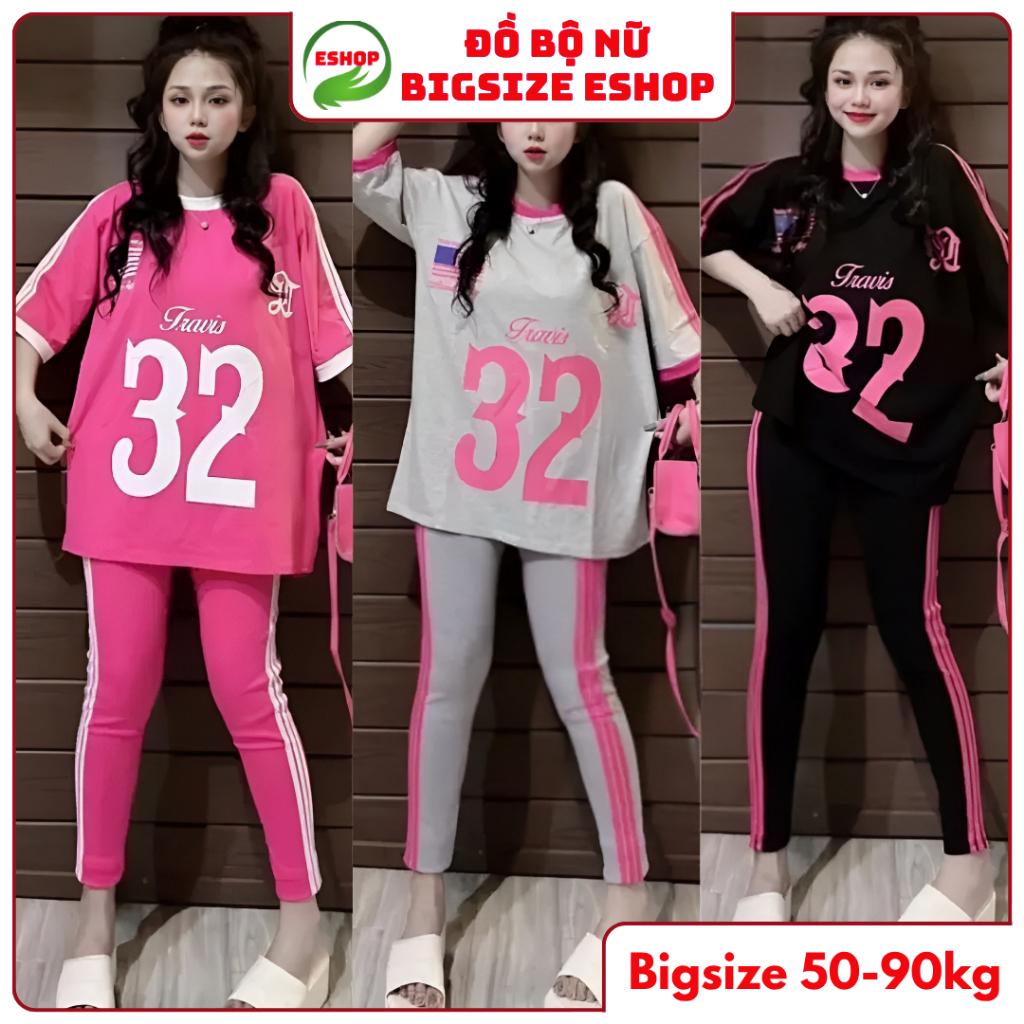 Set Đồ Nữ Bigsize 45-85kg Thun Tăm Lạnh Quần Dài Ôm Có Túi Áo Tay Ngắn Sang Chảnh Mặc Nhà ESHOP QL68