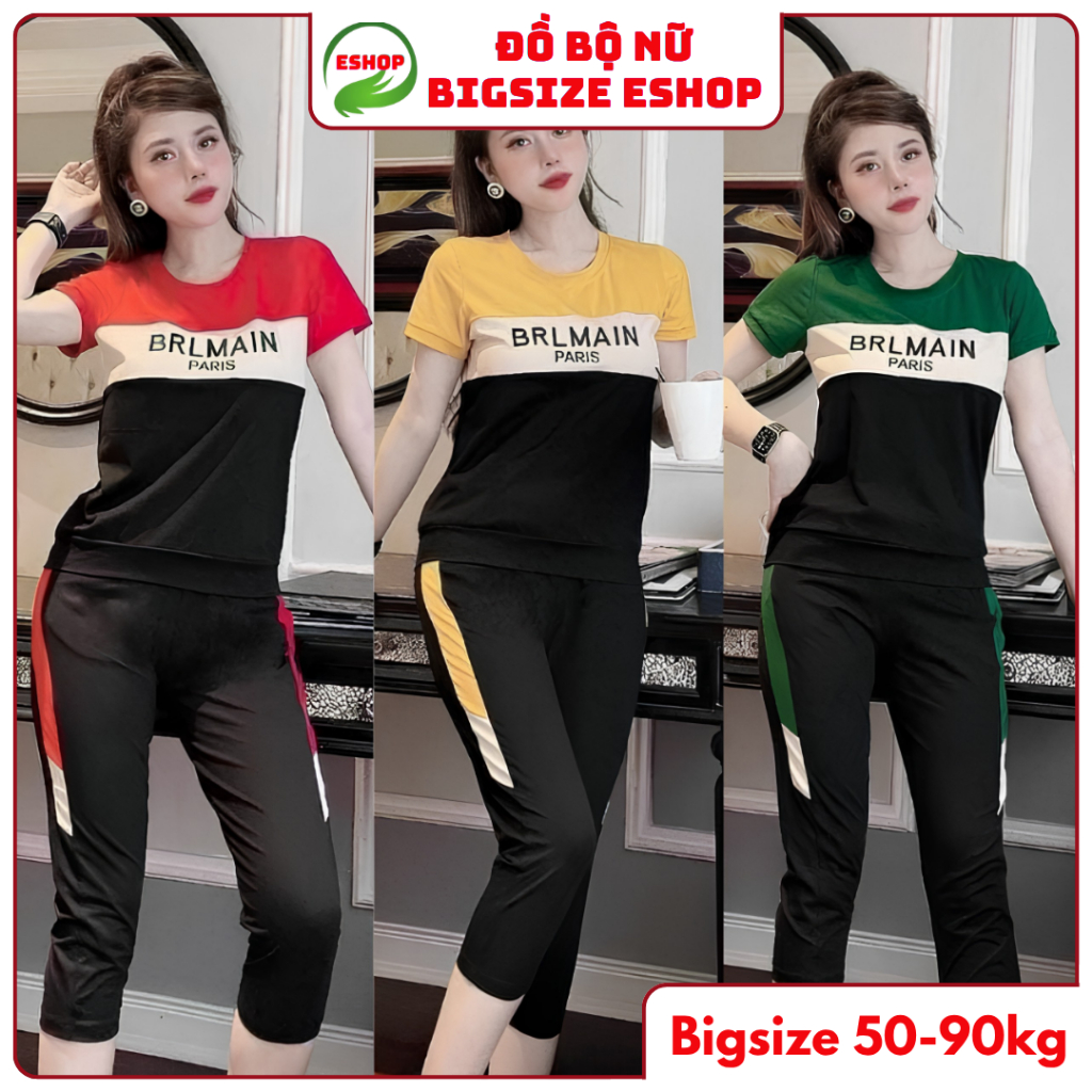 Đồ Bộ Mặc Nhà Nữ Bigsize Thun Cotton Set Ngố Quần Lửng Đẹp, Sang Chảnh Đi Chơi Trung Niên ESHOP AD16